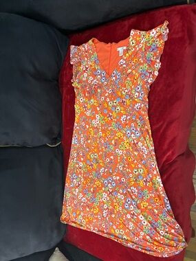 London Times Bright Orange Floral Dress